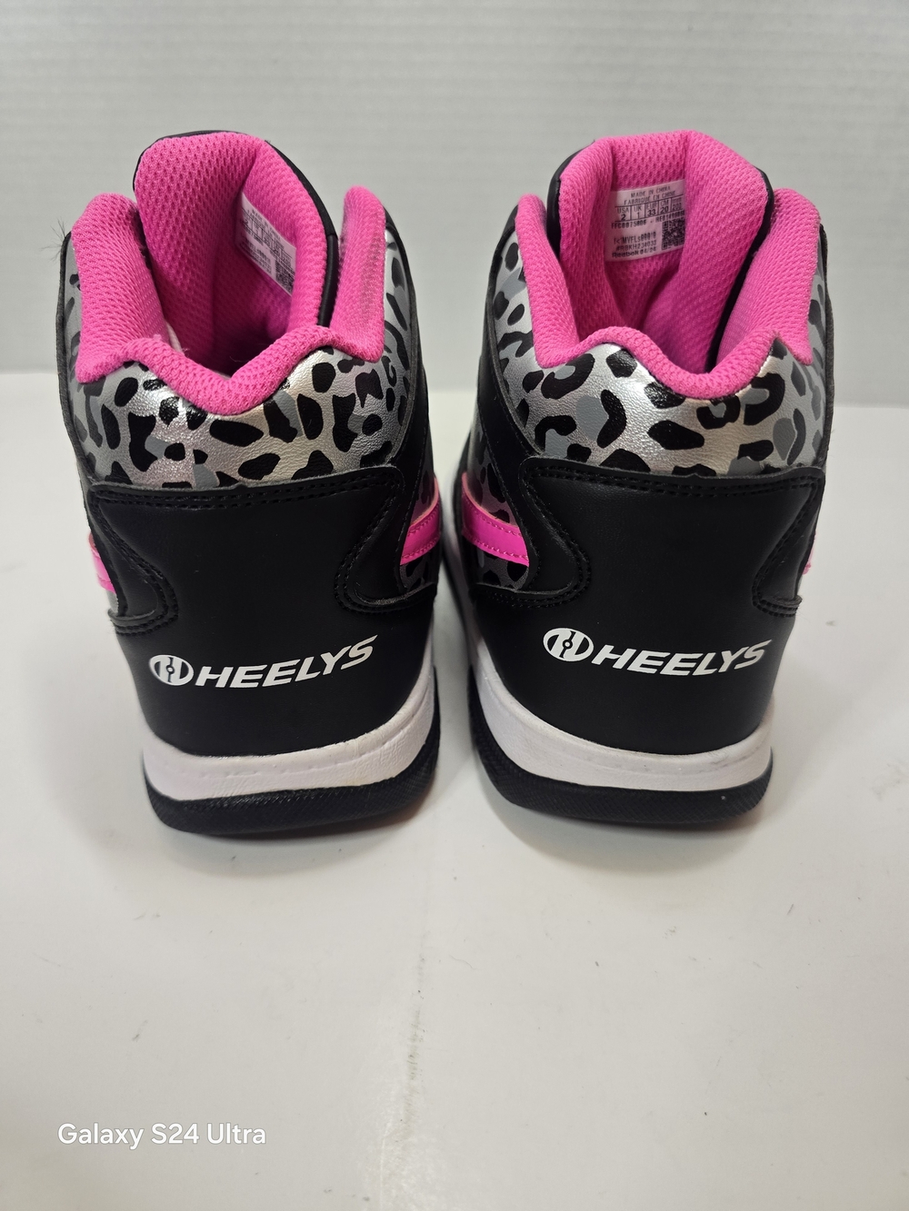 Reebok Kids Black, Hot Pink & Silver High-Top Sneakers with Leopard Print - Picture 5 of 7